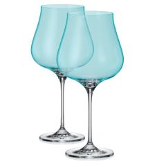 Набор из 2-х бокалов для красного вина LIMOSA; бирюзовая чаша, 740 мл, Crystal Bohemia