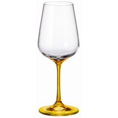 Набор из 4-х бокалов для белого вина STRIX; желтая ножка, 360 мл, Crystal Bohemia