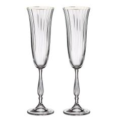 Набор из 2-х бокалов для шампанского FREGATA OPTIC; декор Отводка золото, 190 мл, Crystal Bohemia