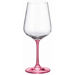 Набор из 4-х бокалов для красного вина STRIX; розовая ножка, 450 мл, Crystal Bohemia