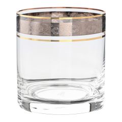 Набор из 6-ти стаканов для виски LARUS, декор Панто платина, отводка золото, 410 мл, Crystal Bohemia