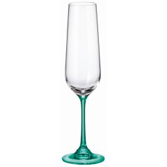 Набор из 4-х бокалов для шампанского STRIX; голубая ножка, 200 мл, Crystal Bohemia