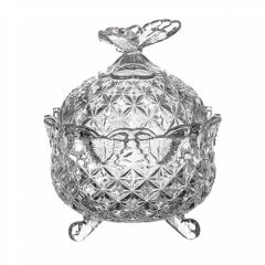 Доза Бабочка, 13,5 см, круглая, Crystal Bohemia