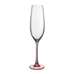 Набор из 2-х бокалов для шампанского COLUMBA OPTIC, 260 мл; розовая ножка, Crystal Bohemia