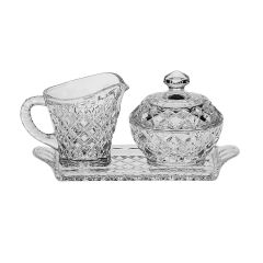 Набор Diamond, поднос и молочник и сахарница, Crystal Bohemia