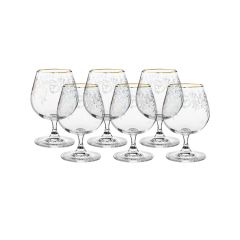 Набор из 6-ти бокалов для бренди SYLVIA, декор Панто, затирка золото, отводка золото, 400 мл, Crystal Bohemia