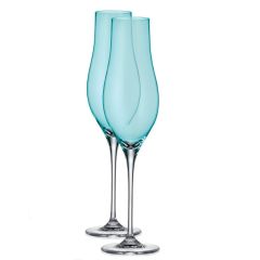 Набор из 2-х бокалов для шампанского LIMOSA; бирюзовая чаша, 200 мл, Crystal Bohemia