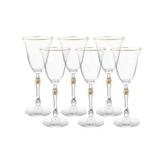 Набор из 6-ти бокалов для белого вина Parus; декор Отводка золото, золотой шар, 185 мл, Crystal Bohemia