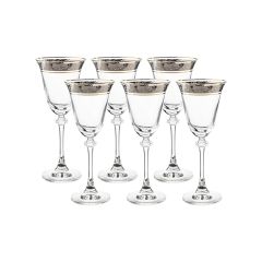 Набор из 6-ти бокалов для белого вина Asio; декор Панто платина, отводка золото, 185 мл, Crystal Bohemia