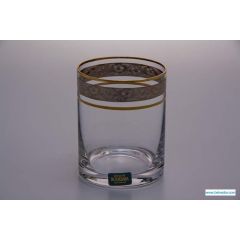 Набор из 6-ти стаканов для виски Larus, декор Панто платина, отводка золото, 320 мл, Crystal Bohemia