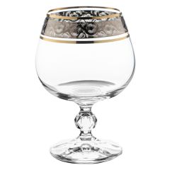 Набор из 6-ти бокалов для бренди Sterna; декор Панто платина, отводка золото, 250 мл, Crystal Bohemia
