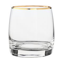 Набор из 6-ти стаканов для виски Pavo; декор Отводка золото, 230 мл, Crystal Bohemia