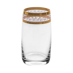 Набор из 6-ти стаканов для воды Pavo; декор Панто, 2 отводки золото, 250 мл, Crystal Bohemia