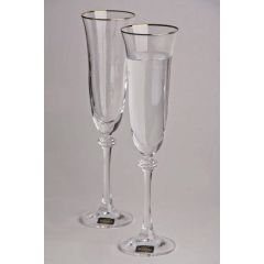 Набор из 6-ти бокалов для шампанского Asio; декор Отводка золото, 190 мл, Crystal Bohemia