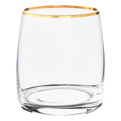 Набор из 6-ти стаканов для виски Pavo; декор Отводка золото, 290 мл, Crystal Bohemia