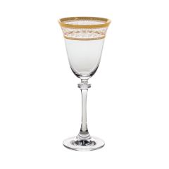 Набор из 6-ти бокалов для белого вина Asio; декор Панто, 2 отводки золото, 185 мл, Crystal Bohemia