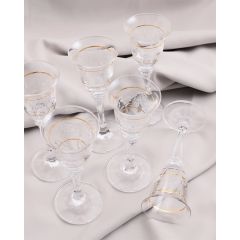 Набор из 6-ти рюмок для водки, ликера Branta; декор Панто, 2 отводки золото, 50 мл, Crystal Bohemia