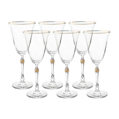 Набор из 6-ти бокалов для красного вина Parus; декор Отводка золото, золотой шар, 250 мл, Crystal Bohemia