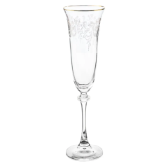 Набор из 6-ти бокалов для шампанского Asio, декор Панто, затирка золото, отводка золото, 190 мл, Crystal Bohemia