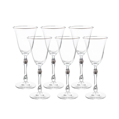 Набор из 6-ти бокалов для красного вина Parus; декор Отводка платина, платиновый шар, 250 мл, Crystal Bohemia