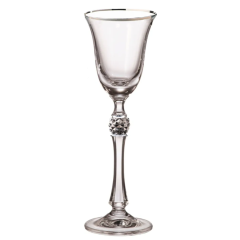 Набор из 6-ти стопок для водки, ликера Parus; декор Отводка платина, платиновый шар, 70 мл, Crystal Bohemia