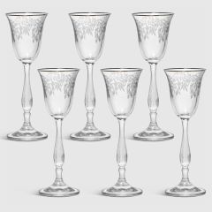 Набор из 6-ти рюмок для водки, ликера Fregata; декор Панто, затирка платина, отводка платина, 60 мл, Crystal Bohemia