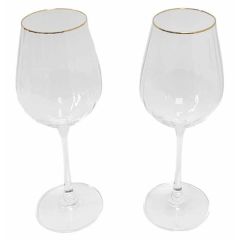 Набор из 2-х бокалов для красного вина Columbia optic; декор Отводка золото, 650 мл, Crystal Bohemia