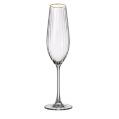 Набор из 2-х бокалов для шампанского Columbia optic; декор Отводка золото, 260 мл, Crystal Bohemia