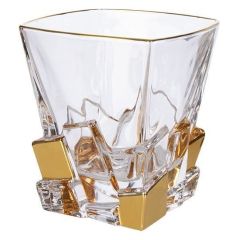 Набор из 6-ти стаканов для виски Crack, декор Отводка золото, 310 мл; стекло, Bohemia JIHLAVA