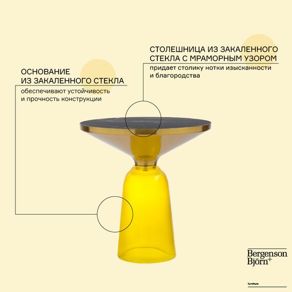 Столик кофейный Odd, ?50 см, мрамор/желтый, Bergenson Bjorn, изображение 8