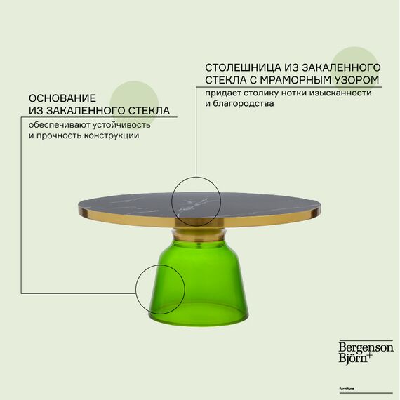 Столик кофейный Odd, ?75 см, мрамор/зеленый, Bergenson Bjorn, изображение 5