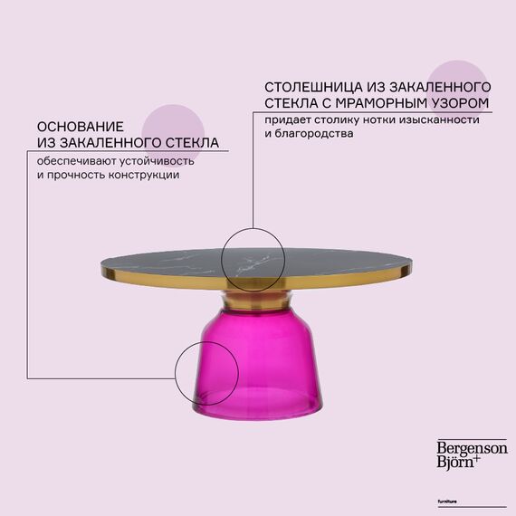Столик кофейный Odd, ?75 см, черный мрамор/фиолетовый, Bergenson Bjorn, изображение 6