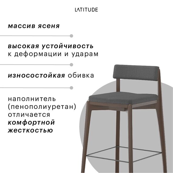 Набор из 2 полубарных стульев Aska, рогожка, орех/темно-серый, Latitude, изображение 8