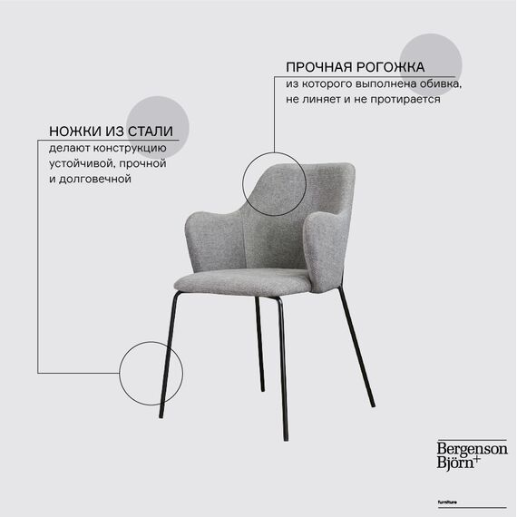 Стул Dwight, рогожка, серый, Bergenson Bjorn, изображение 5