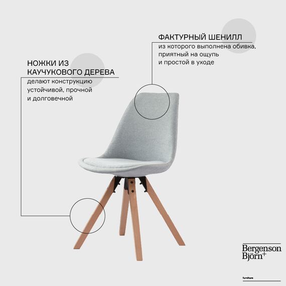 Стул Harvy, шенилл, светло-серый, Bergenson Bjorn, изображение 6