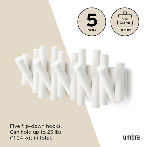 Вешалка настенная Picket, 5 крючков, белая, UMBRA, изображение 13