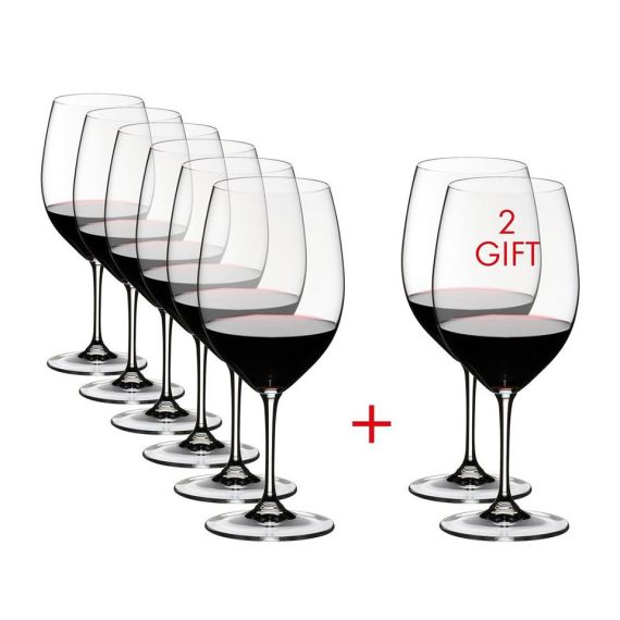Набор бокалов Vinum Pay 6 Get 8 Value Gift Pack Cabernet Sauvignon / Merlot (Bordeaux), 8 шт., 610 мл, 7416/0, Riedel