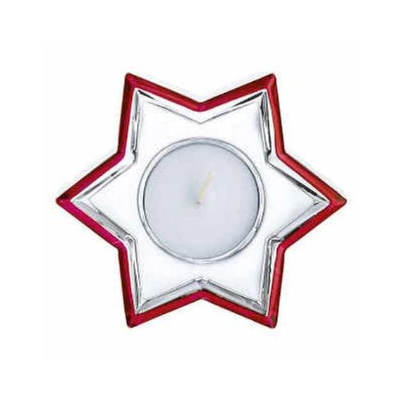 Подсвечник звезда красная кромка Crystal Christmas, хрусталь, Nachtmann