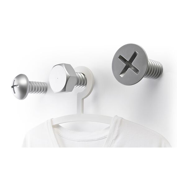 Набор вешалок Screw, серый, 3 шт., QUALY, изображение 2