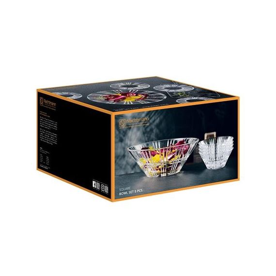 Набор салатников SQUARE, 5 шт., хрустальное стекло, Nachtmann