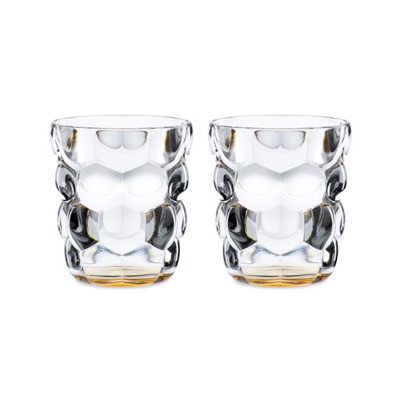 BUBBLES - Набор стаканов 2 шт. для воды с оранжевым донышком 330 мл бессвинцовый хрусталь