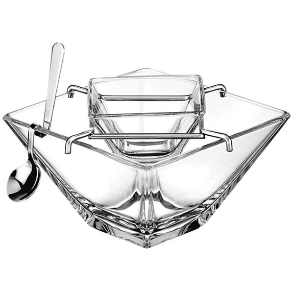 Комплект для икры 3 предмета Torcello, H10 см, L14 см, B14 см, стекло, Vidivi