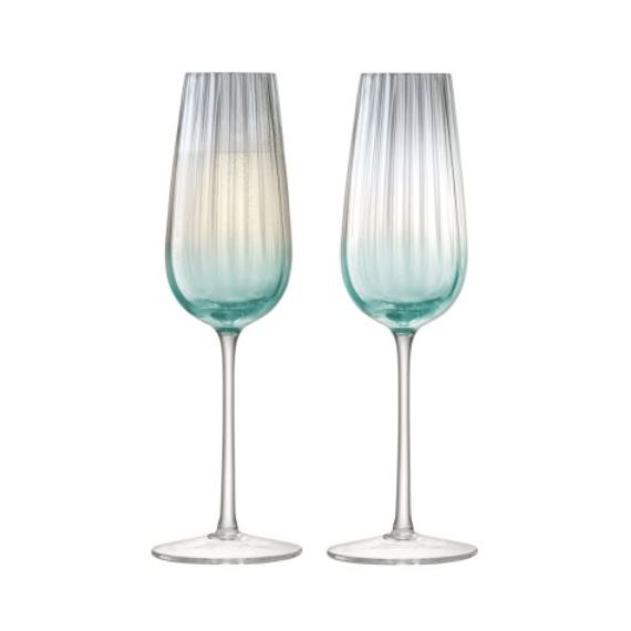 Набор из 2 бокалов-флейт для шампанского Dusk 250 мл зелёный-серый, LSA International