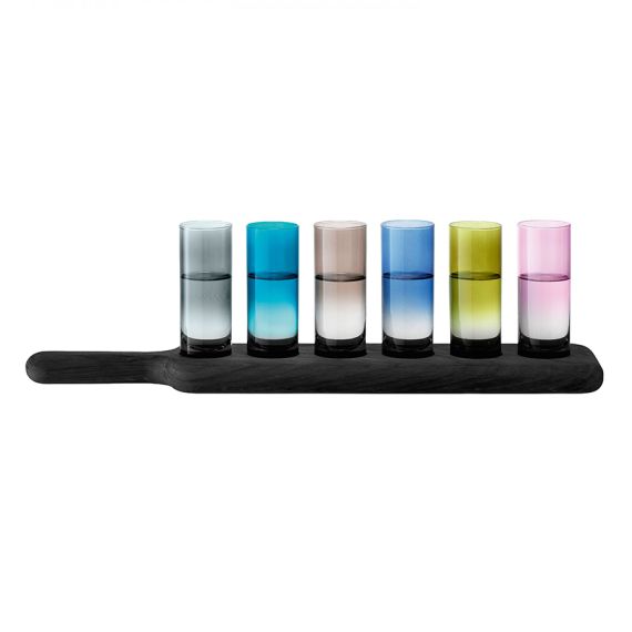 Набор из 6 стопок на подставке Paddle 40 см цветное стекло, LSA International