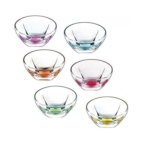 Набор из 6-ти цветных салатников RCR Ninphea 410 мл, D13 см, H71 мм, хрустальное стекло, Италия