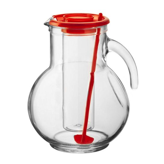 Кувшин 2 л, красная крышка, стекло, серия KUFRA, Bormioli Rocco