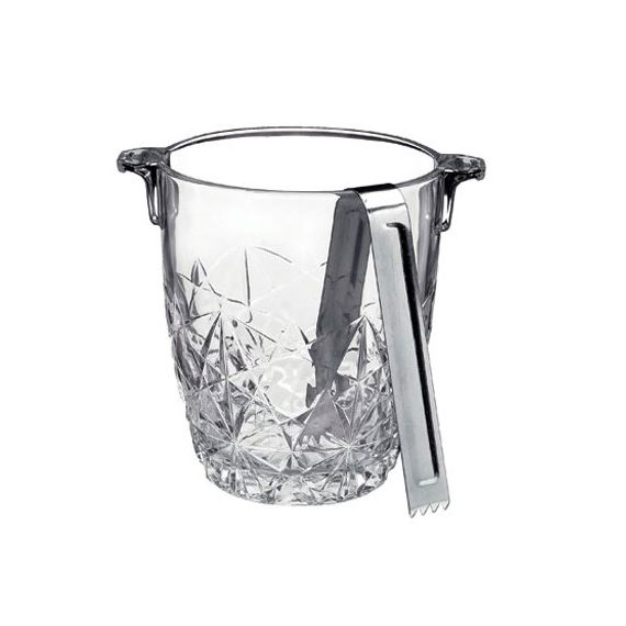 Ведро для льда и щипцы в подарочной упаковке, стекло, металл, серия DEDALO, Bormioli Rocco