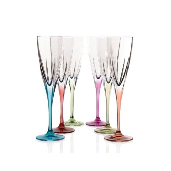 Набор из 6-ти фужеров для шампанского RCR Fusion Color 170 мл, D68 мм, H235 мм, хрустальное стекло, Италия