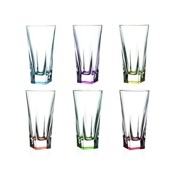 Набор из 6-ти стаканов для воды RCR Fusion Color 380 мл, D84 мм, H161 мм, хрустальное стекло, Италия