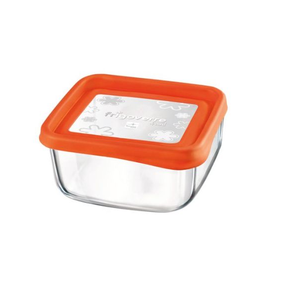 Контейнер стеклянный 15 х 15 см, 1 л, оранжевый, стекло, полипропилен, серия Frigoverre Fun, Bormioli Rocco